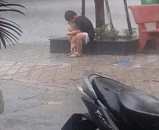 A Heartwarming Tale: A Boy Bravely Holds His Dog in the Rain, Melting the Hearts of Millions