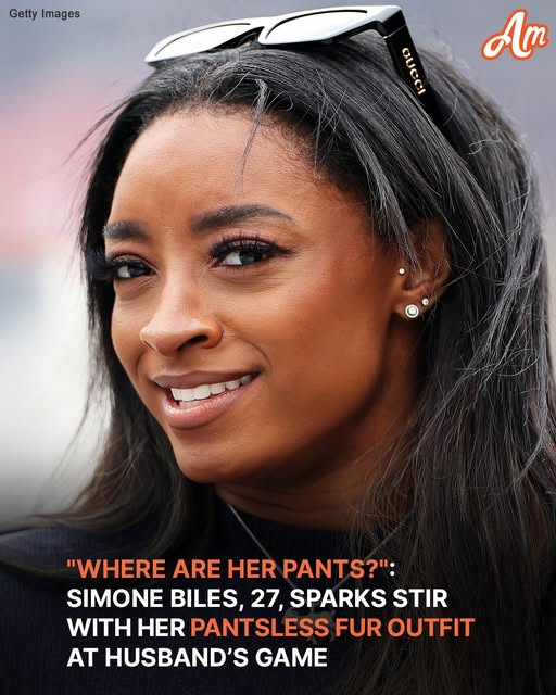 Simone Biles, 27, Stuns in an All-Black Outfit with a Fur Coat While Supporting Her Husband at Bears-Vikings Game – Video